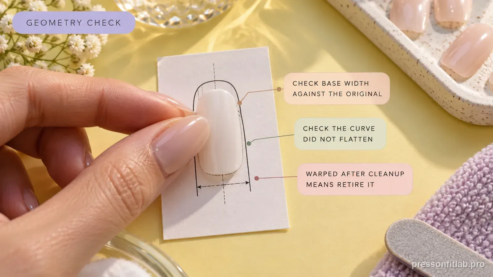 Step detail illustration: Inspect geometry after cleanup.