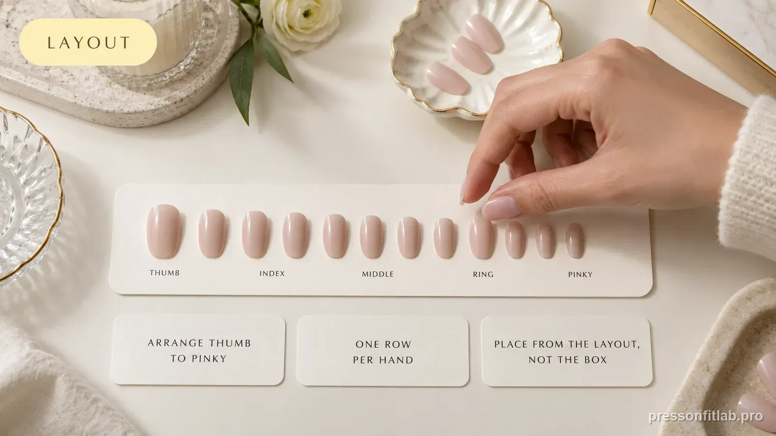 Step detail illustration: Set up a left-to-right finger layout.