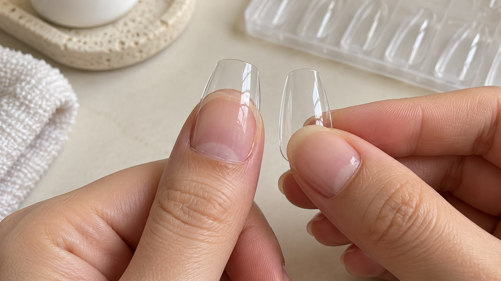 Comparing a pinching press-on sidewall with a relaxed dry-fit candidate before choosing adhesive.