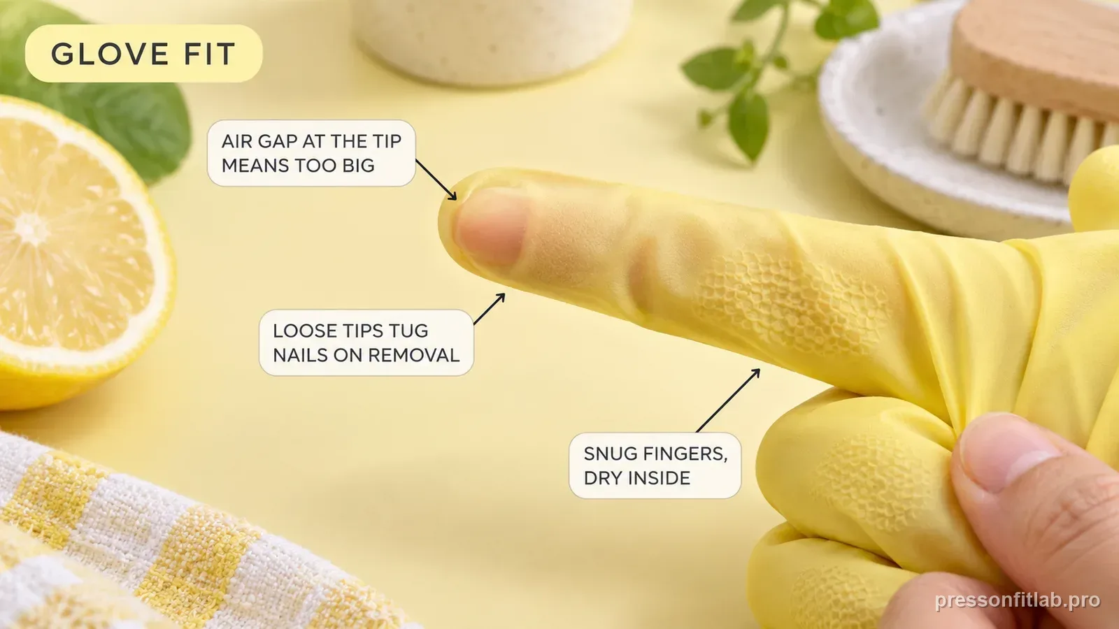 Step detail illustration: Use gloves, but check the glove fit.